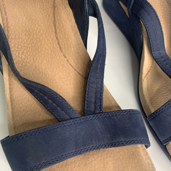 Ugg Kenley Navy Leather Strappy Slingback Wedges Size 9 - Picture 8 of 12